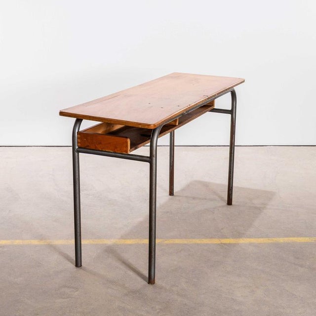 Mid-Century French Double School Desk or Console Table from Mullca, 1960s For Sale - Image 3 of 8