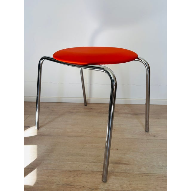Orange Vintage Ottoman by Kovona, Czechoslovakia 1970s For Sale - Image 8 of 9