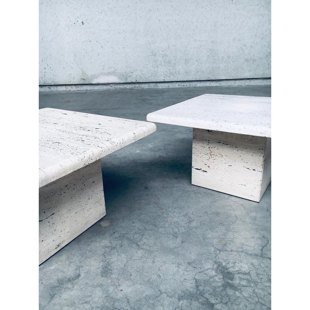 Italian Travertine Square Side End Table, 1970s, Set of 2 For Sale - Image 10 of 18