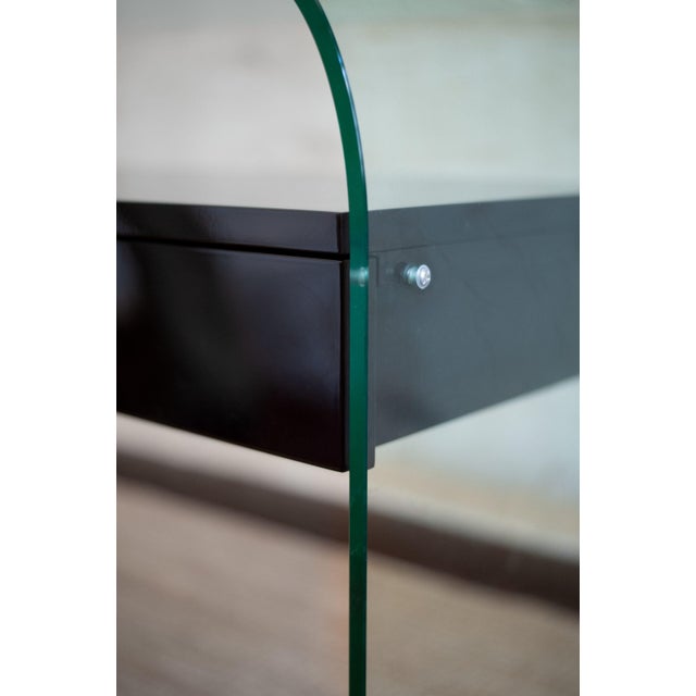 Bent Glass Lacquered Console with Suspended Drawers, 1990s For Sale - Image 3 of 7