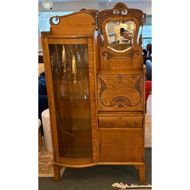 Design Plus Gallery presents a Victorian Era "Side by Side" Combination Secretary Desk and Bookcase. Antique 1910 period...