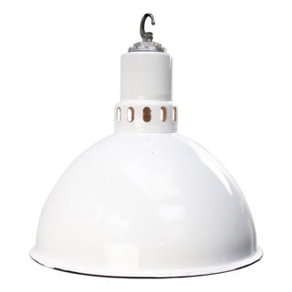 Vintage Industrial White Enamel Pendant Light from Benjamin For Sale