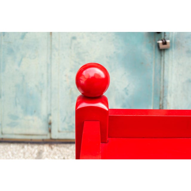 Paint Desk with Chair in Red Lacquered Wood, 1970s, Set of 2 For Sale - Image 7 of 9