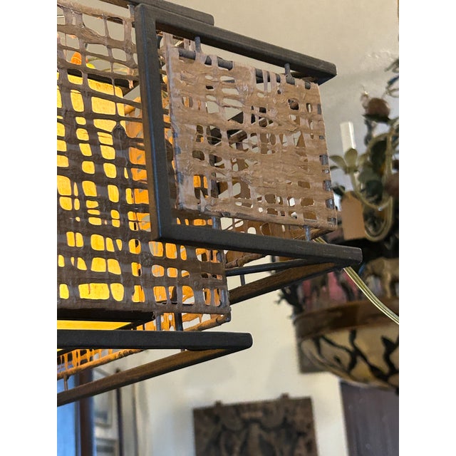 Bronze 1960s Mid Century Modern Asian Modern Flush Mount Light Fixture. For Sale - Image 8 of 8