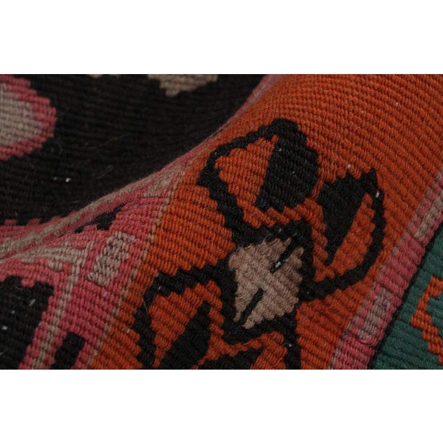 Textile Mid Century Brown Black Kilim Vintage Tribal Flat Weave Rug For Sale - Image 7 of 8