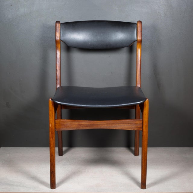 Brown Mid-Century Eric Buch Reupholstered Teak Dining Chairs c.1960 For Sale - Image 8 of 18