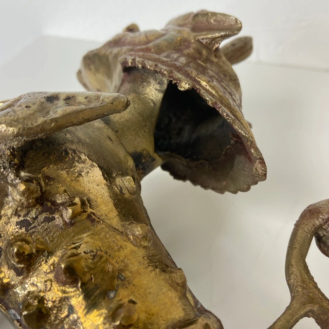 Mid-Century Tibetan Brass or Bronze Guardian Lion Foo Dog Sculpture For Sale In Boise - Image 6 of 10