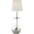Chapman & Myers for Visual Comfort Signature Symmetric Twist Single Sconce in Polished Nickel with Linen Shade For Sale