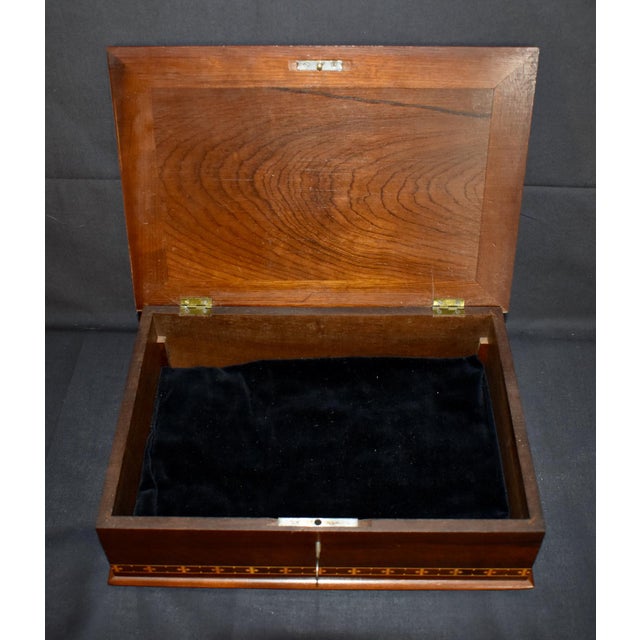 Wooden Inlaid Jewelry Box Vintage Henrique Michels Inlaid Floral Marquetry For Sale In Philadelphia - Image 6 of 16