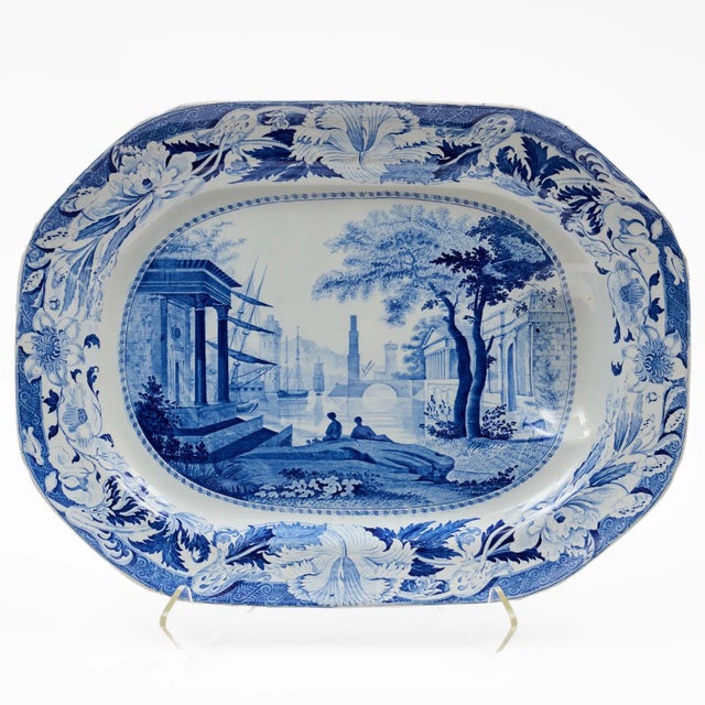 Ceramic Large Antique 19th Century Wedgwood Blue and White Transfer Meat Platter For Sale - Image 7 of 7