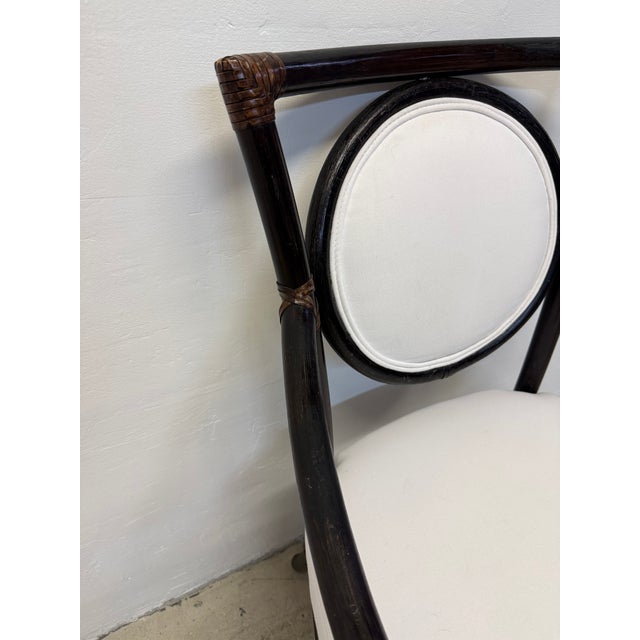 McGuire Brown Leather Wrapped Bamboo Dining Chairs - Set of Six For Sale - Image 16 of 18