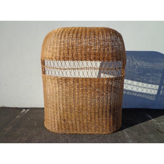 Wood Vintage Wicker Domed Loveseat Chair For Sale - Image 7 of 8