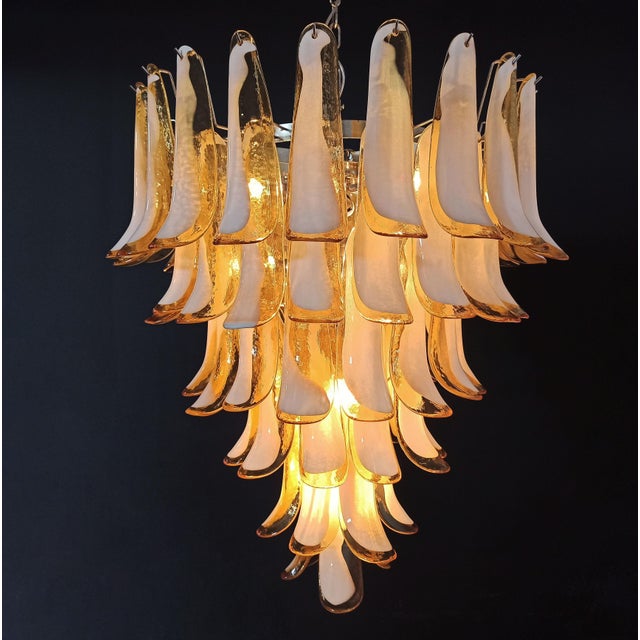 1990s Vintage Italian Murano Chandelier with Caramel Glass Petals in the style of Mazzega, 1990 For Sale - Image 5 of 17