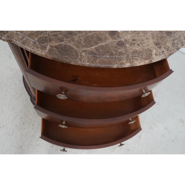 1990s Pair Henredon Marble Top Oversize Nightstands or Commodes For Sale - Image 5 of 18