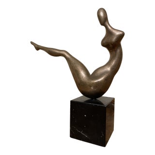 1990s Bronze & Marble Women Abstract Sculpture by Mary Frances Wawrytko For Sale