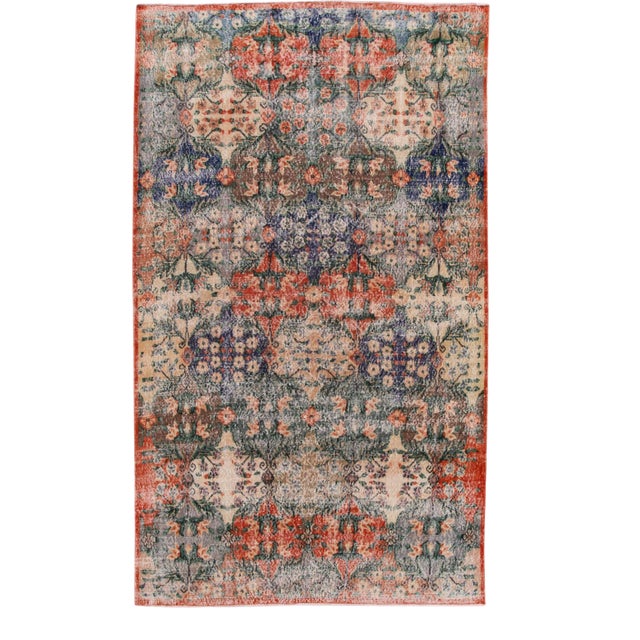 Mid-Century Turkish Art Deco Handmade Multicolor Floral Wool Rug For Sale