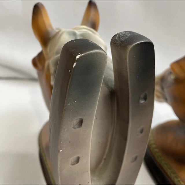 Ceramic Vintage MCM Horse Ceramic Horse HeadBookends-pair For Sale - Image 7 of 9