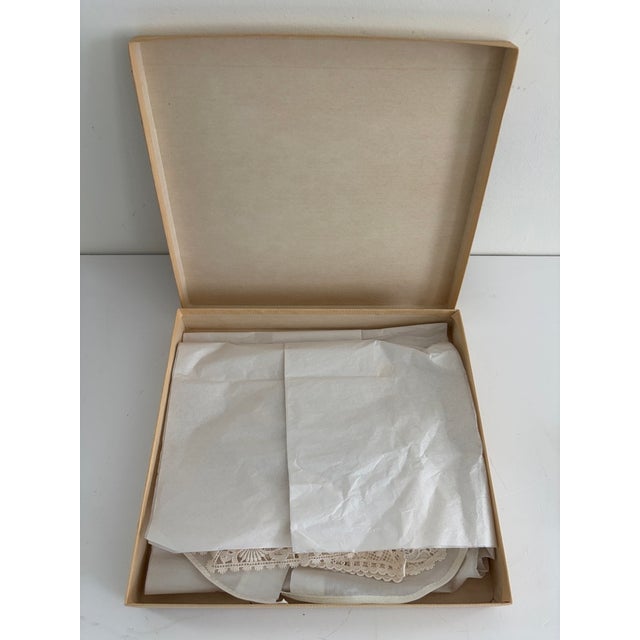 Vintage Handmade Brugge Belgian Lace Collar Collection With Lace Cravat in Original Neiman Marcus Box – Set of 5 For Sale - Image 10 of 17