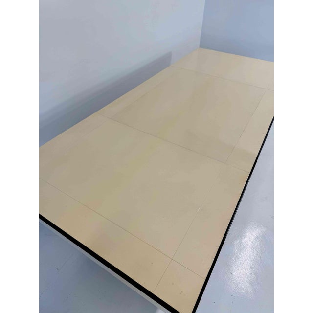 Paper Italian Art Deco Table in Parchment Leather with Black Profiles, 1940s For Sale - Image 7 of 12