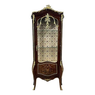 1990s French Vintage Glass Cabinet Vitrine Louis XVI Style For Sale