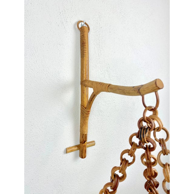 Rattan & Bamboo Wall Stand Flower Plant Holder, Italy, 1960s For Sale - Image 9 of 15