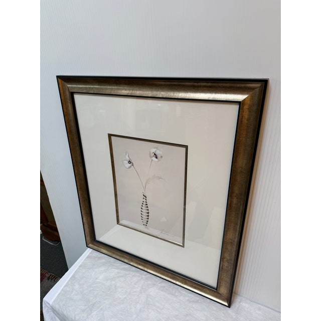 Wood Elizabeth Jardine Striped Vase With Flowers Art Print, Signed For Sale - Image 7 of 12