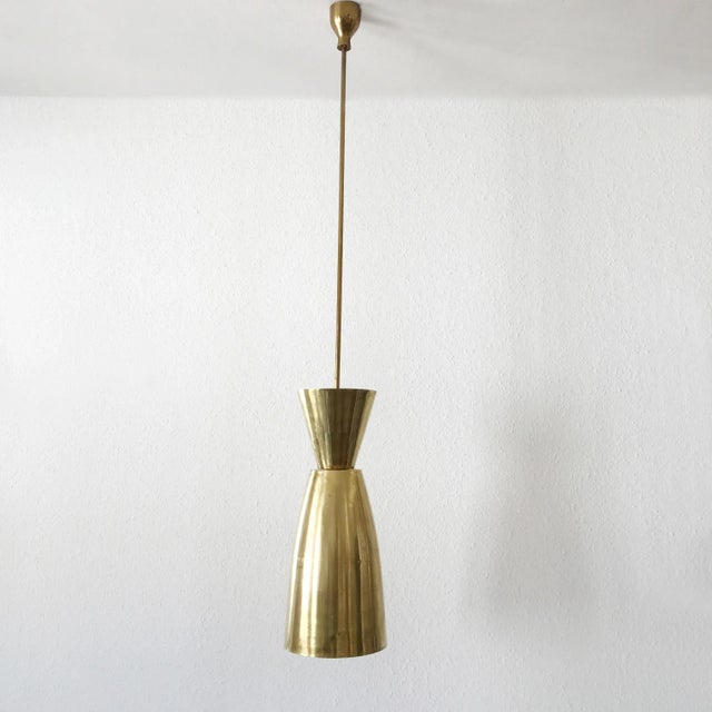 1950s Mid-Century Modern Diabolo Brass Pendant Light For Sale - Image 5 of 13