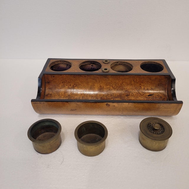 Empire Style Writing Set and Inkwell in Olive Root Wood and Gilt Bronze, France, Early 19th Century For Sale - Image 17 of 18