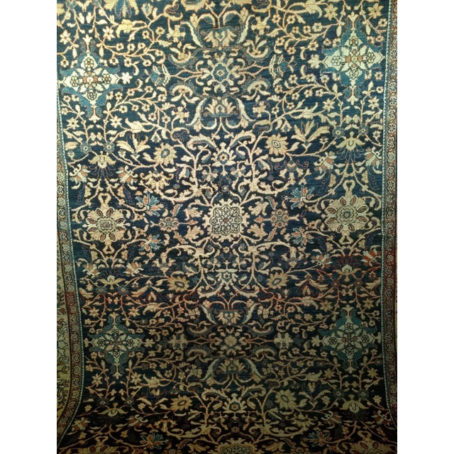 Textile 19th Century Persian Ziegler Mahal Sultanabad, Handwoven All-Over Pattern, Navy & Ivory, 9’ X 12’ For Sale - Image 7 of 12