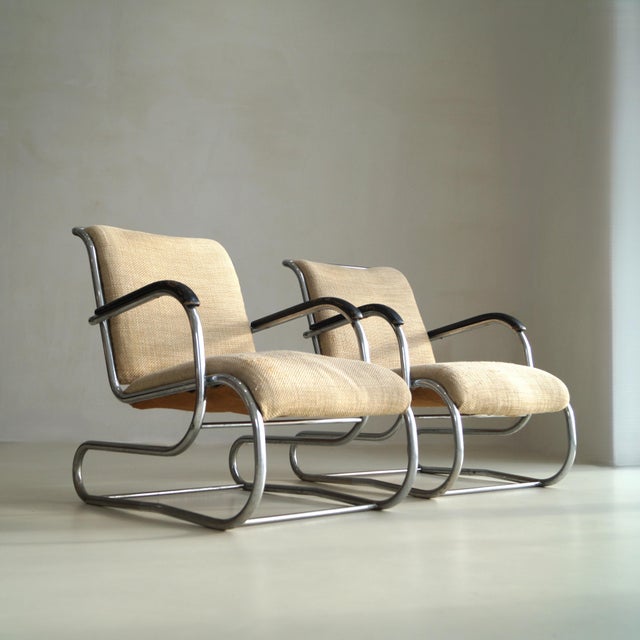 Bauhaus Vintage Bauhaus Lounge Chairs in Tubular Steel by Paul Schuitema for D3, 1930s, Set of 2 For Sale - Image 3 of 15