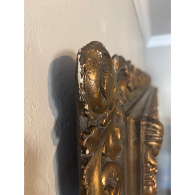 Gold Antique Baroque 19th Century Rectangular Carved iFrench Gold Leaf Mirror For Sale - Image 8 of 11