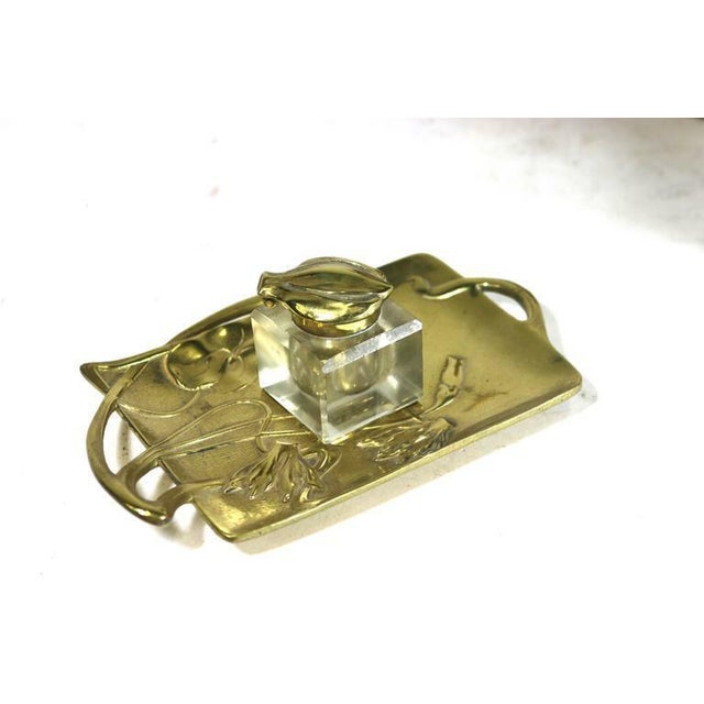 Art Nouveau Fine Art Nouveau 'Geschutz' Signed Inkwell-Vine Handles, Circa 1890 Harkness Provenance For Sale - Image 3 of 4