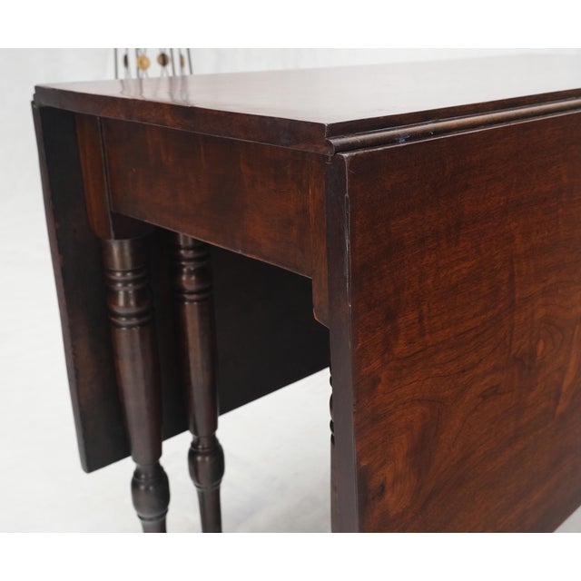 Solid Walnut Board Antique Drop Leaf Dining Center Console Table Clean! For Sale - Image 15 of 17