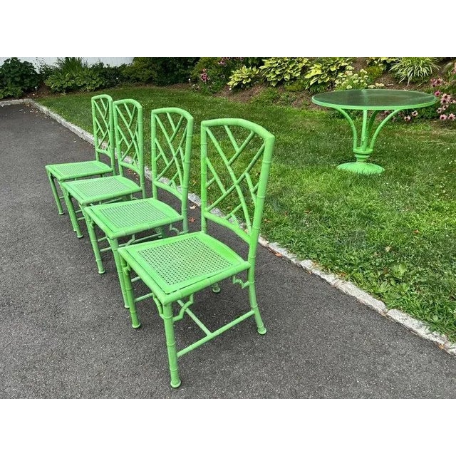 Meadowcraft Faux Bamboo Green Patio Dining Set in Green For Sale - Image 9 of 16