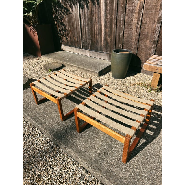 Brown Model 246 Ottomans in Oak + Teak Attributed to Børge Mogensen for Fredericia, 1957 / Set of 2 For Sale - Image 8 of 12