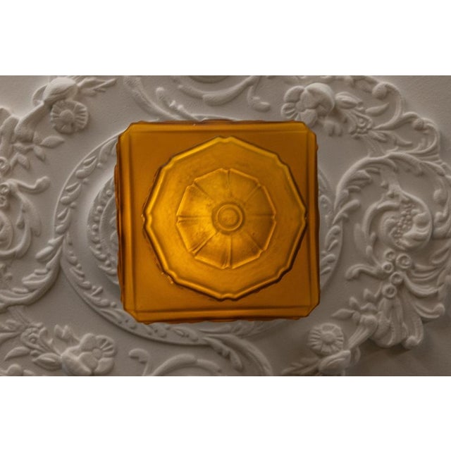 1930s French Art Deco Pendant Light in Molded Amber Glass & Brass, 1930s For Sale - Image 5 of 18