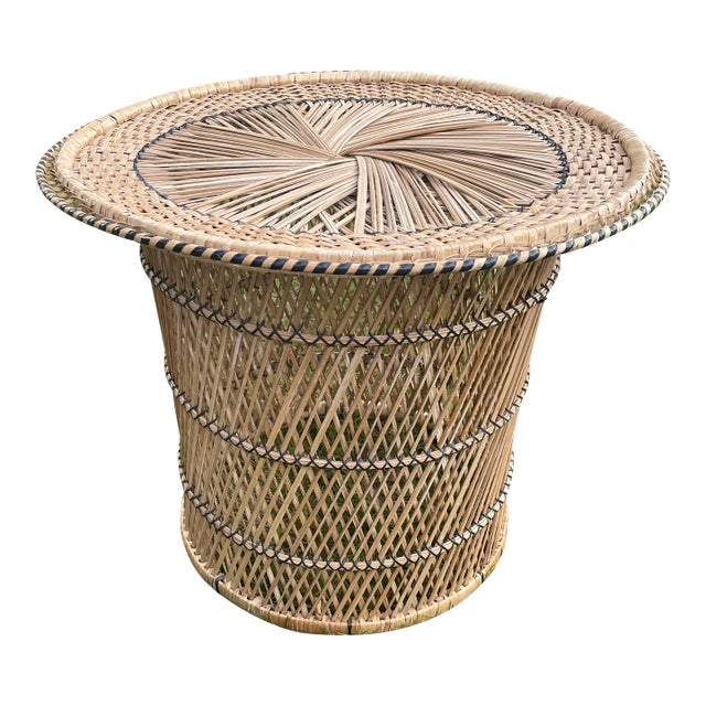 Mid 20th Century Mid Century Peacock Matching Wicker Side Table For Sale