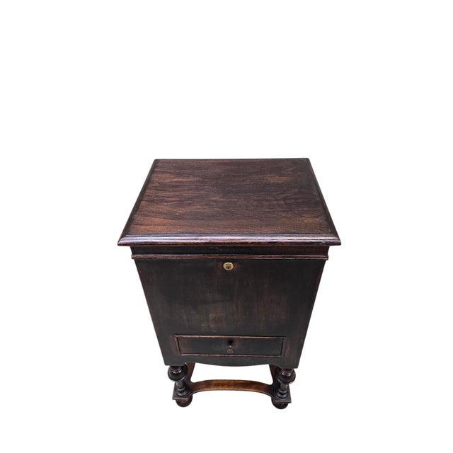 English Antique English Mahogany Smoking Cabinet With Glass-Lined Humidor For Sale - Image 3 of 11