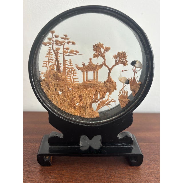Black Vintage Mid Century Chinese Cork Diorama For Sale - Image 8 of 8