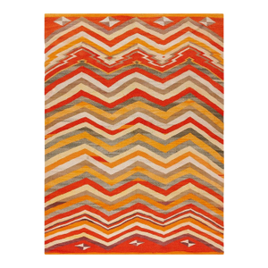1880s Multicolor Chevron Antique American Navajo Rug 5'5" X 7'2" Flatweave Wool Carpet