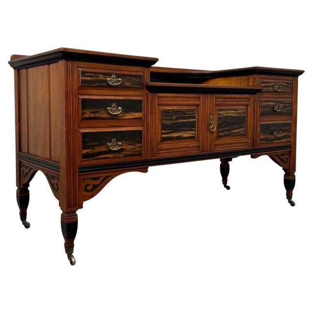 2000 - 2009 Antique 20th Century Ebonised Mahogany Low Sideboard For Sale - Image 5 of 13