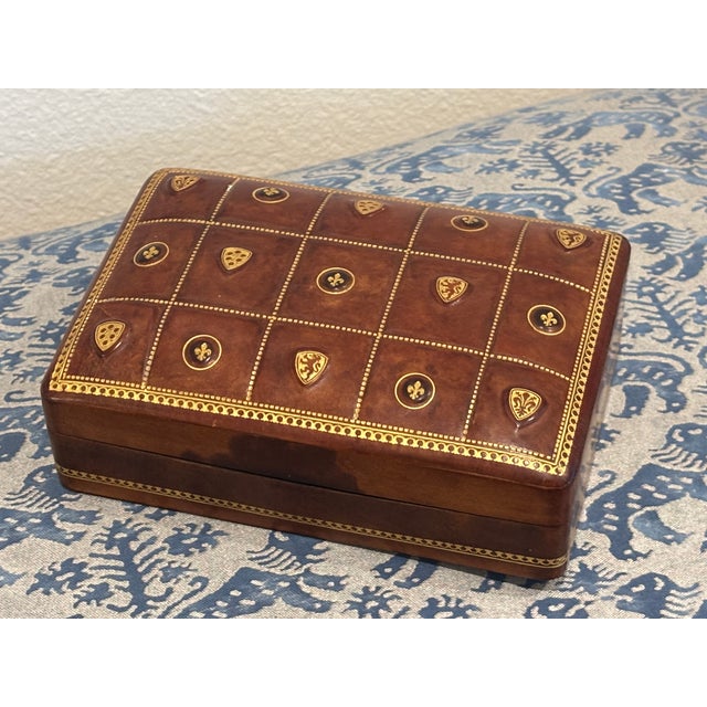 Mid-Century Italian Leather Quilted Playing Card Box by Bigliocchi Roma For Sale - Image 14 of 17