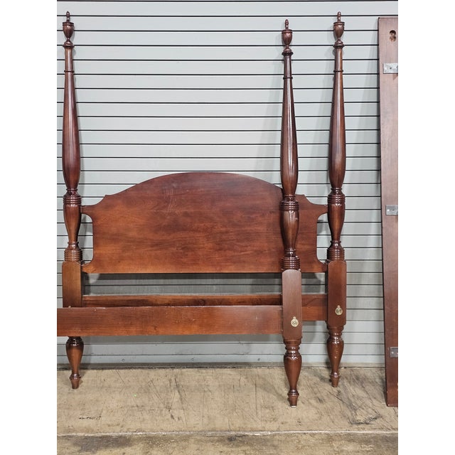 Wood Late 20th Century Craftique Mahogany Full Size Four Post Carved Bed Made in North Carolina For Sale - Image 7 of 9