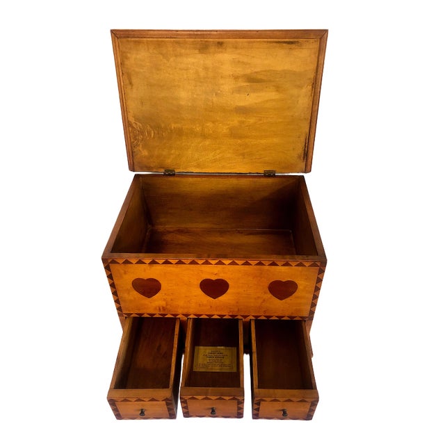 Late 20th Century New England-Style Inlaid Maple Sewing Box, by Eldred Wheeler For Sale - Image 5 of 9
