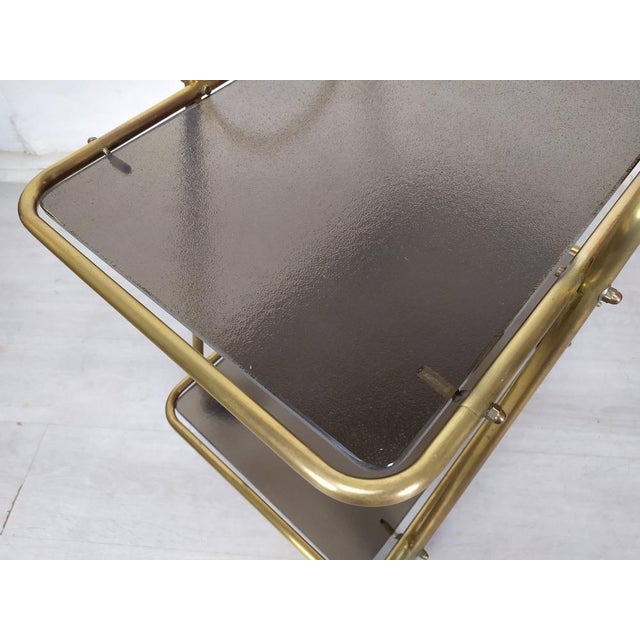 Metal Vintage Brass Bar Trolley, 1950s For Sale - Image 7 of 15