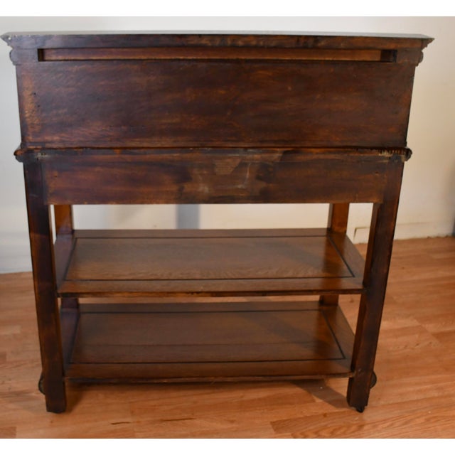 1900 Antique Rj Horner Solid Tiger Oak Carved Griffin Server / Buffet For Sale - Image 16 of 18