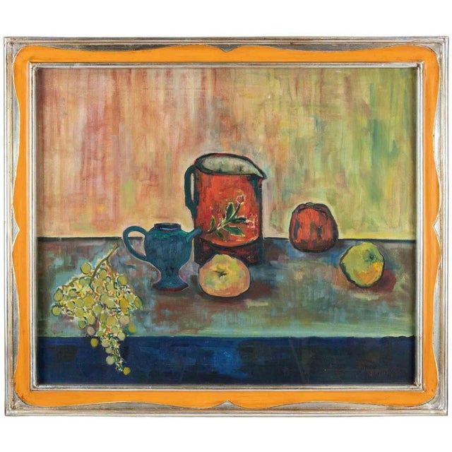1960s Sirio Pellegrini, Still Life with Fruit, Oil Painting, 1968 For Sale - Image 5 of 5