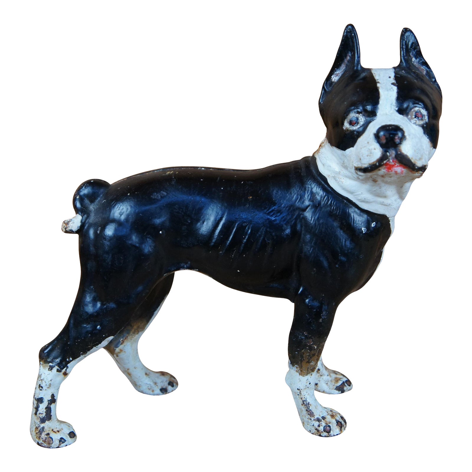 Antique Late 19th Century Hubley Cast Iron Boston Terrier Bulldog Dog