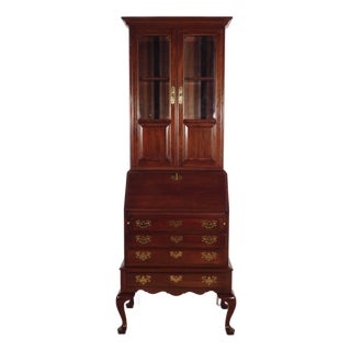 Ethan Allen Georgian Court 2 Piece Cherry Locking Secretary Desk For Sale