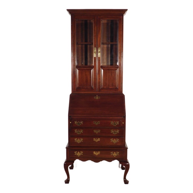 Ethan Allen Georgian Court 2 Piece Cherry Locking Secretary Desk For Sale